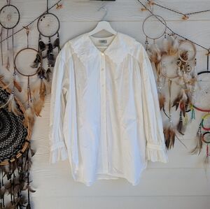 80s Laura Ashley Vintage Cotton Victorian Blouse Button Shirt Sz10